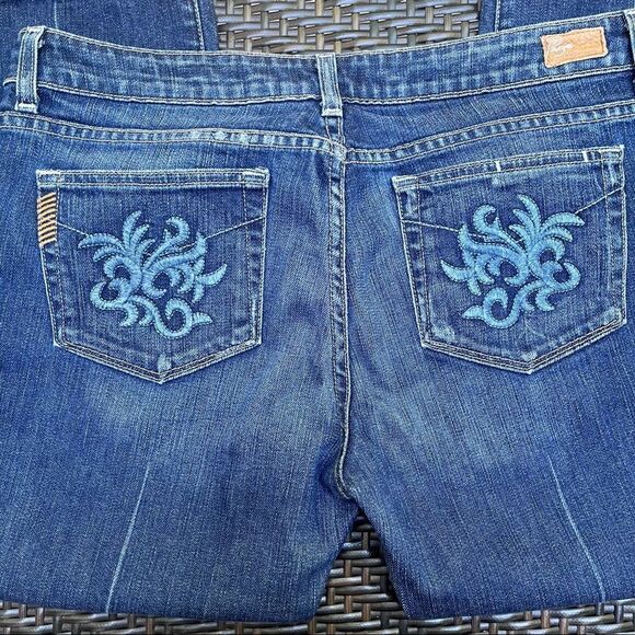 PAIGE LAUREL CANYON CROP FLORAL EMBROIDERY MIDNIGHT ROCKER CREASE WC032 33x23 - Picture 6 of 14